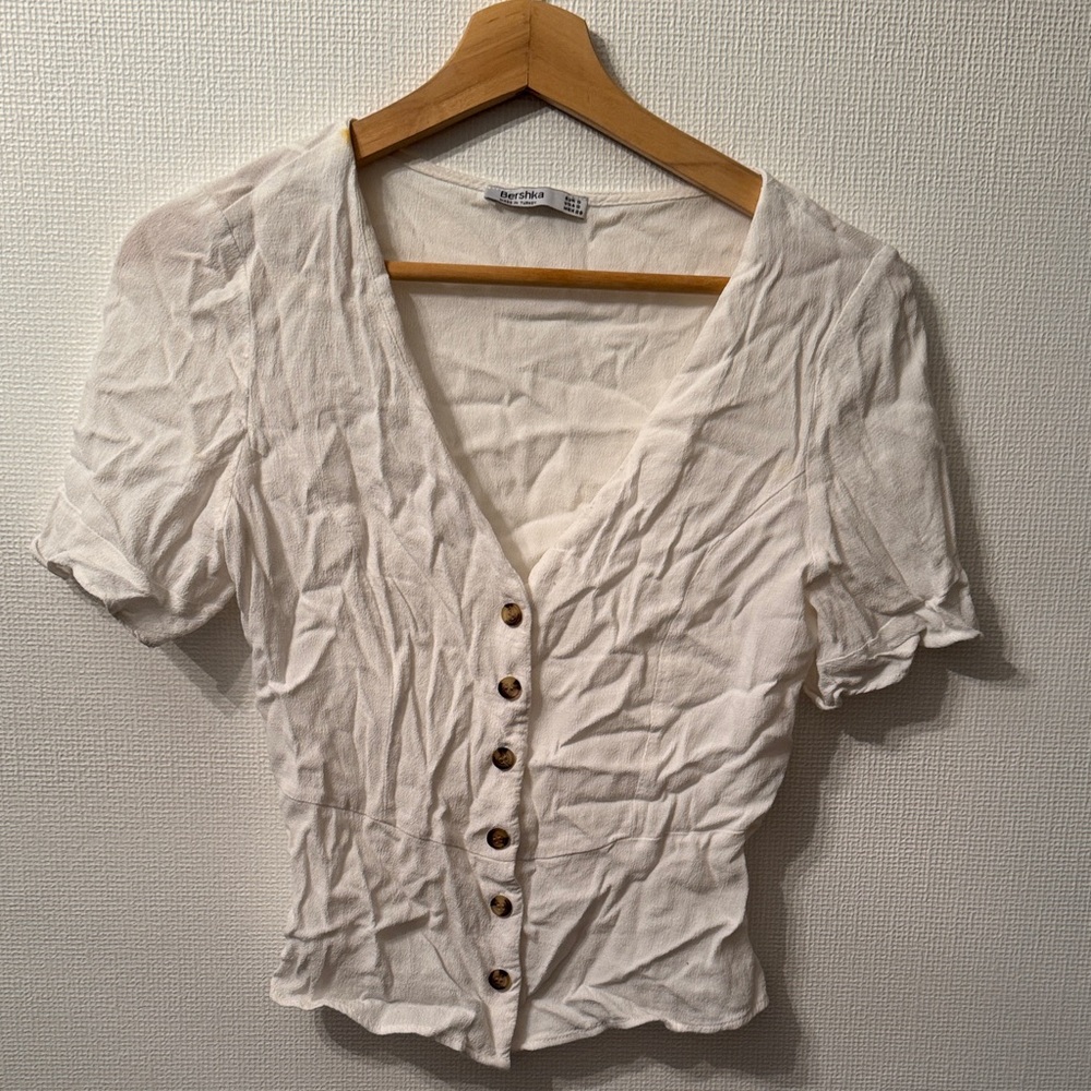 Bershka White Button-Down Women's Shirt